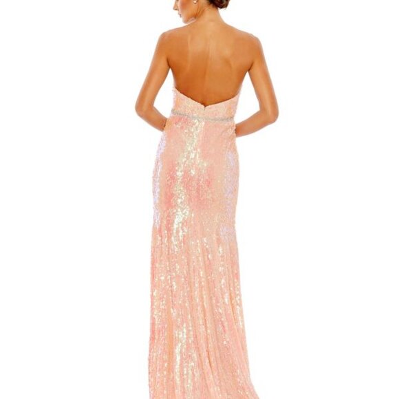 NWT MAC DUGGAL SEQUIN STRAPLESS RHINESTONE BELT DRESS PINK SZ 8 26980 - Picture 5 of 11